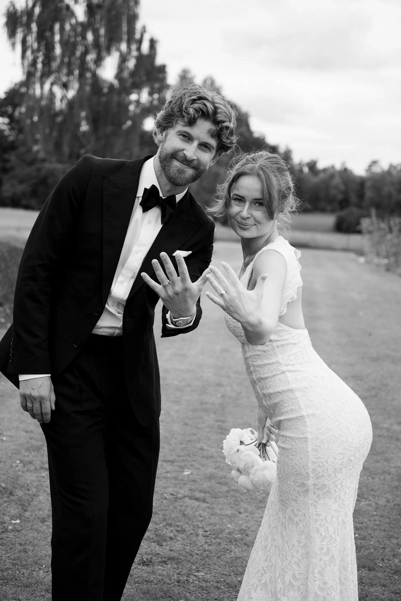 Couple waving